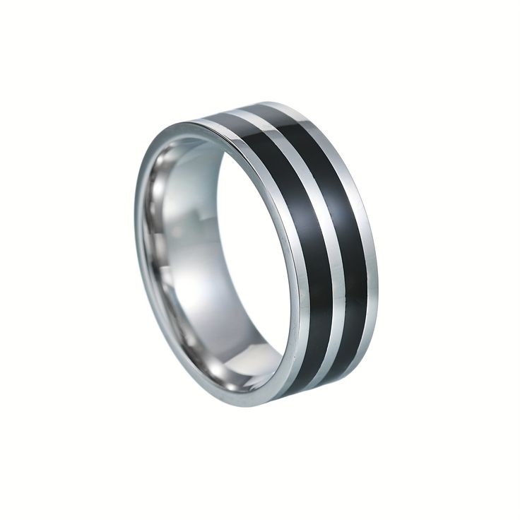 anillo de hombre con dos lineas en acero