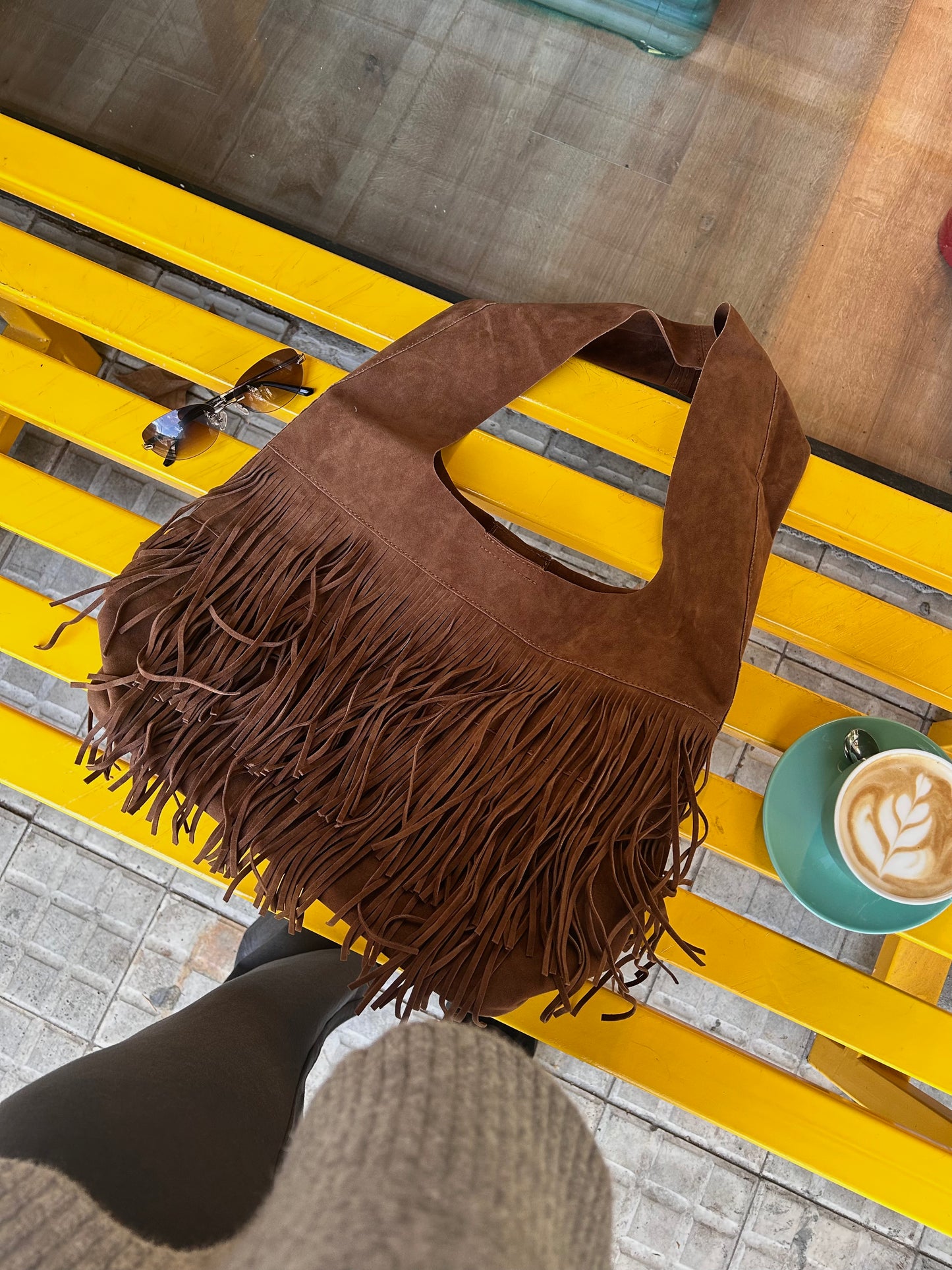 Cartera Mujer - GAMUZA CON FLECOS MARRÓN