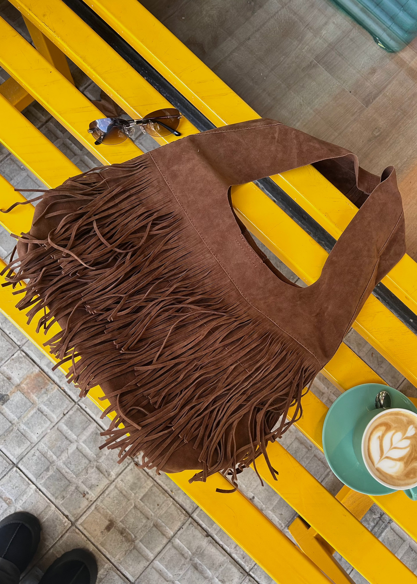 Cartera Mujer - GAMUZA CON FLECOS MARRÓN