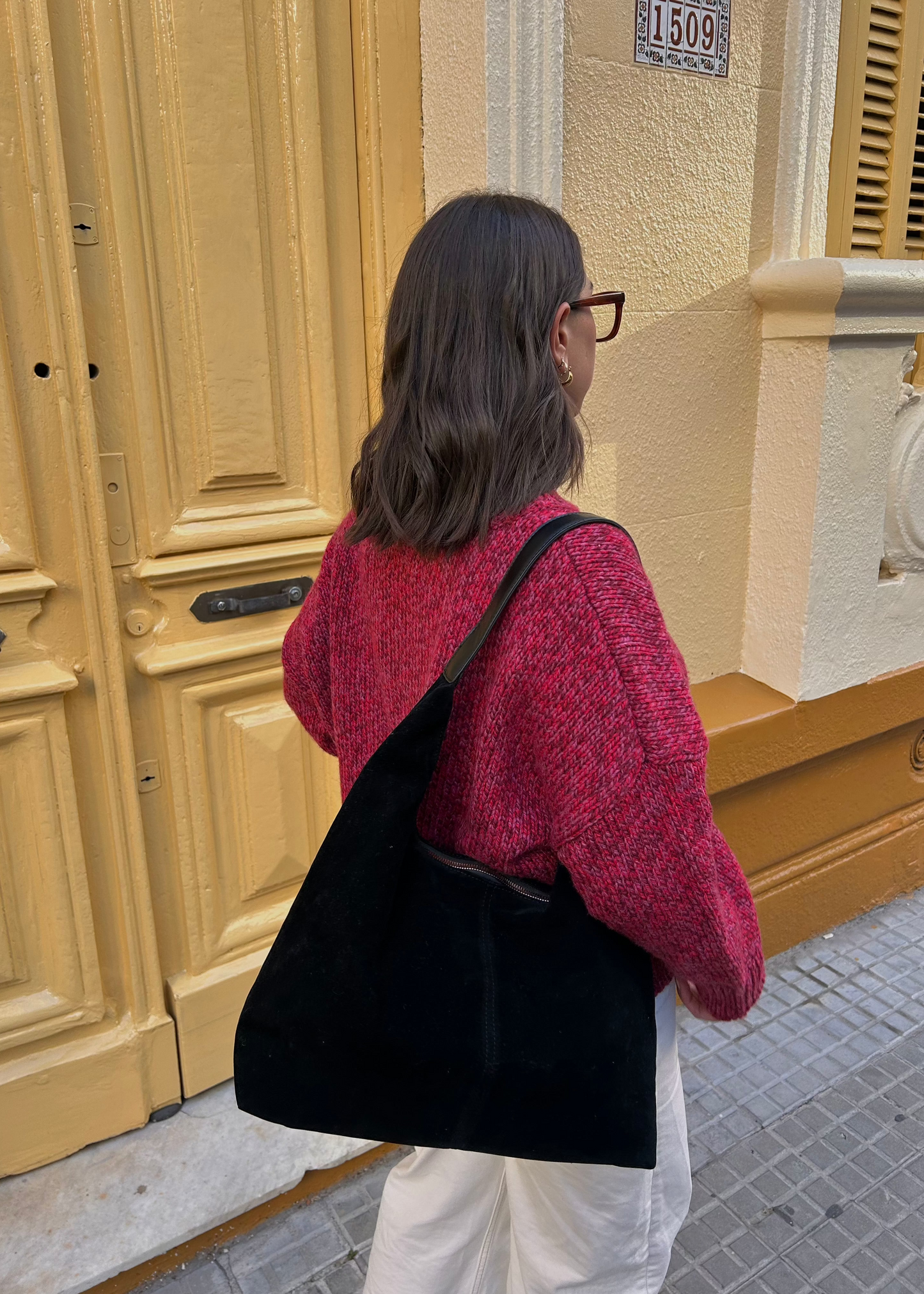 Cartera Mujer - GAMUZA CON ASA NEGRA