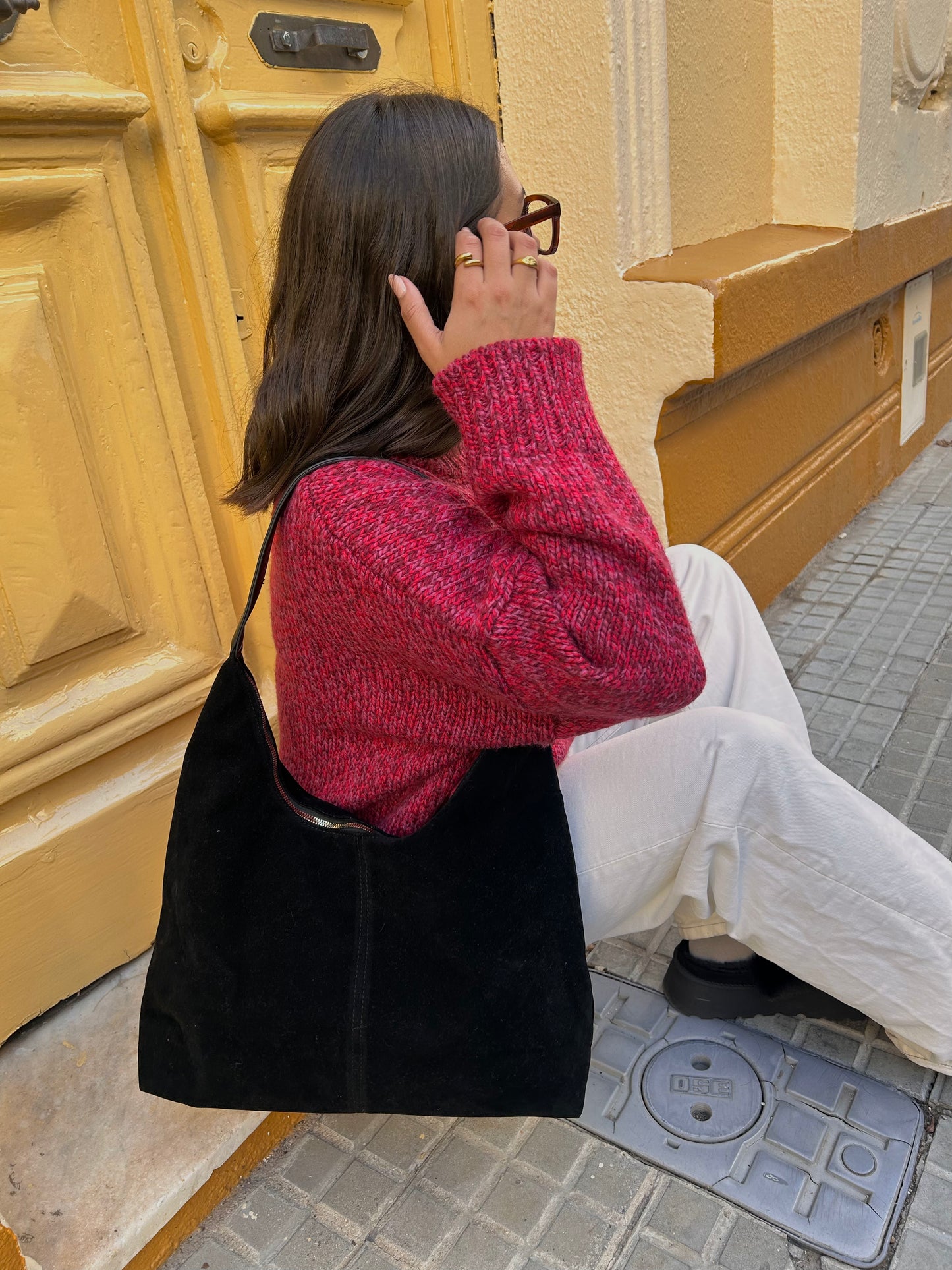 Cartera Mujer - GAMUZA CON ASA NEGRA