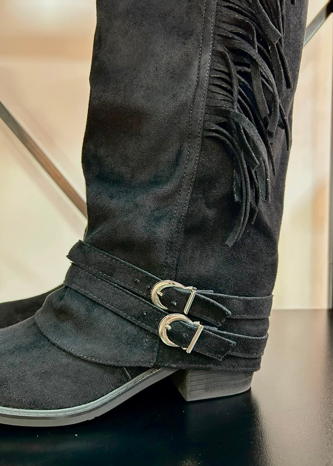 Botas Mujer Cow Flecos - Negras