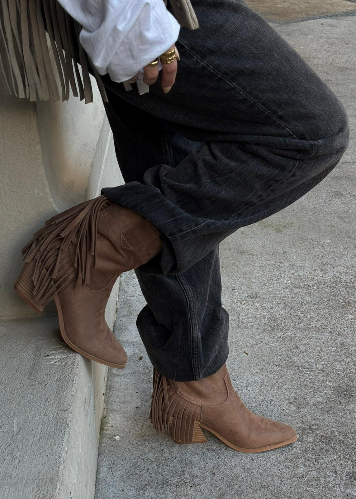 Botas Texanas Flecos - Beige