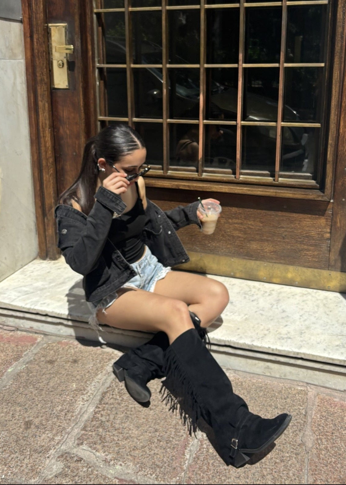 Botas Mujer Cow Flecos - Negras