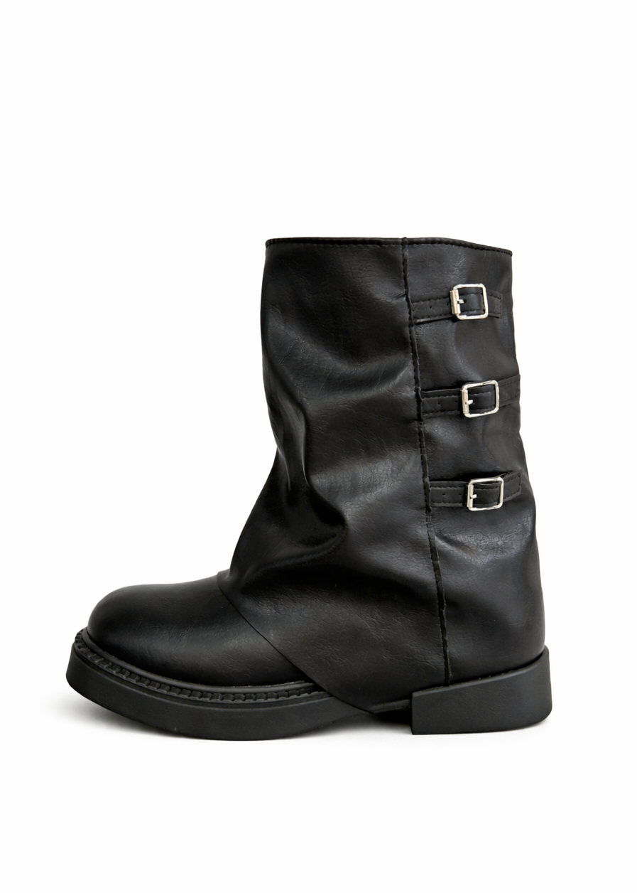Botas Mujer Mini Tres Hebillas - Negras