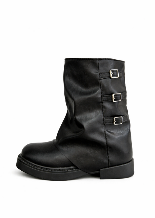 Botas Mujer Mini Tres Hebillas - Negras
