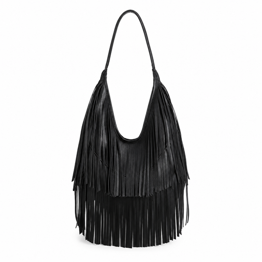 Cartera flecos negra