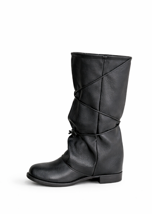 Botas Mujer Bucaneras Cuerdas - Negras