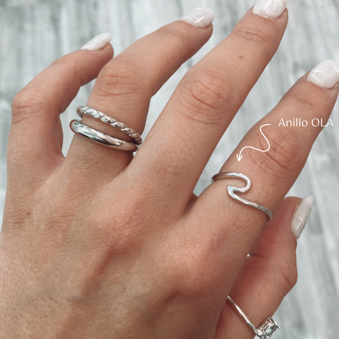 ANILLO Plata 925 Mujer OLA RELIEVE