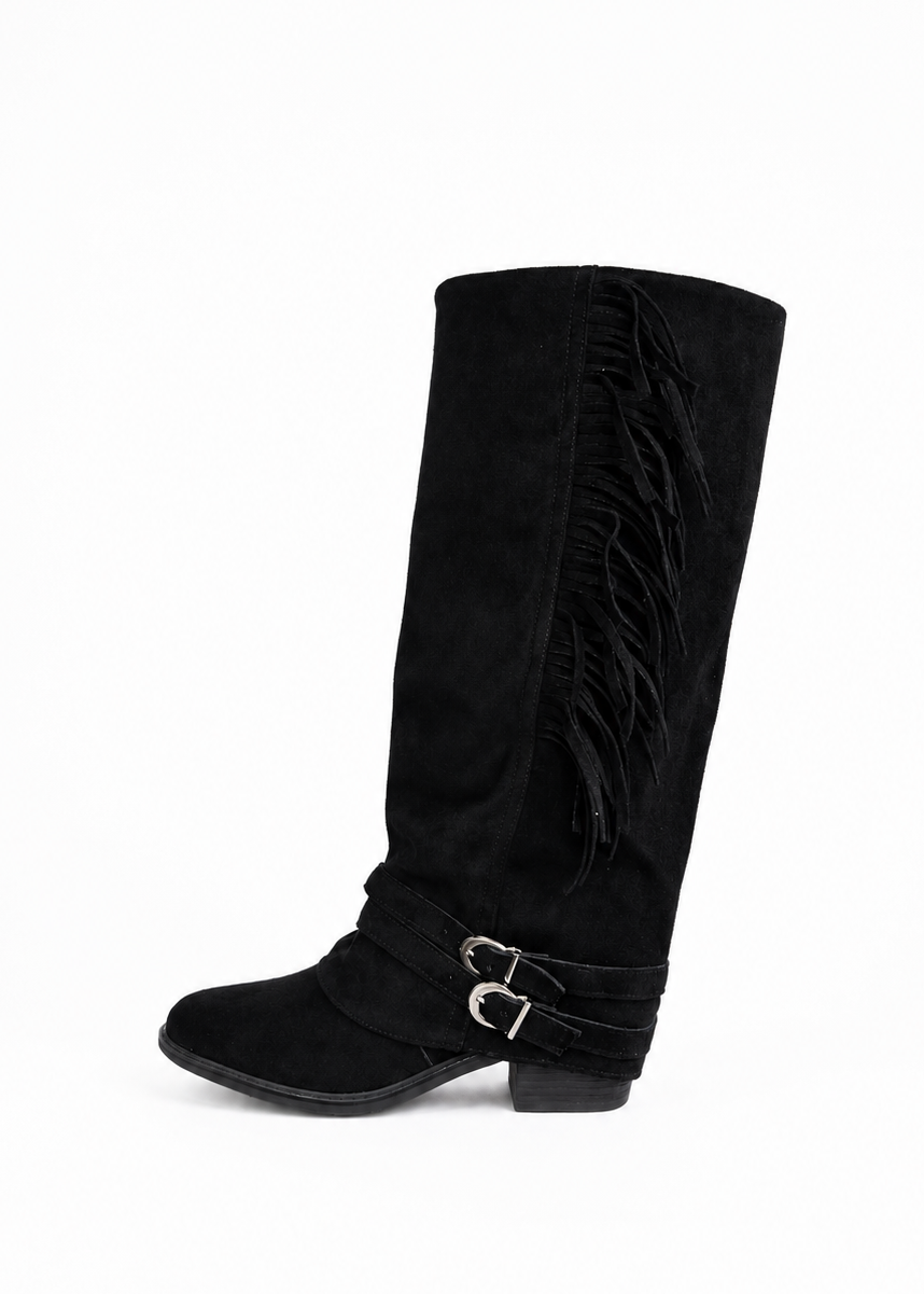 Botas Mujer Cow Flecos - Negras