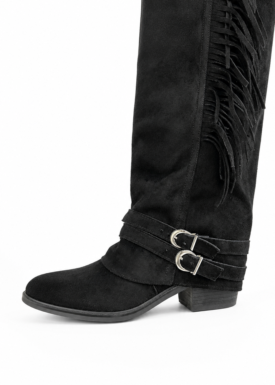 Botas Mujer Cow Flecos - Negras