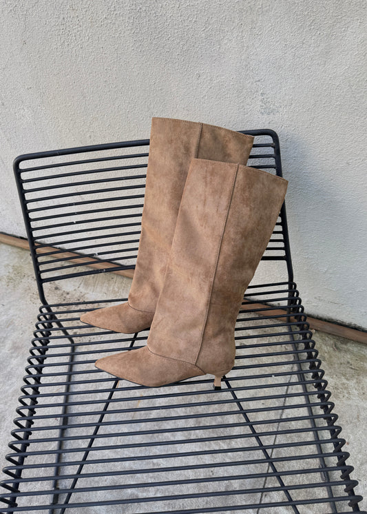 Botas Mujer Kitten Gamuza - Beige