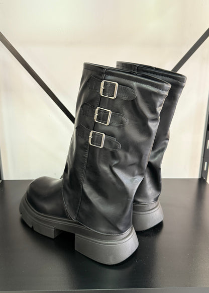 Botas Mujer Tres Hebillas - Negro