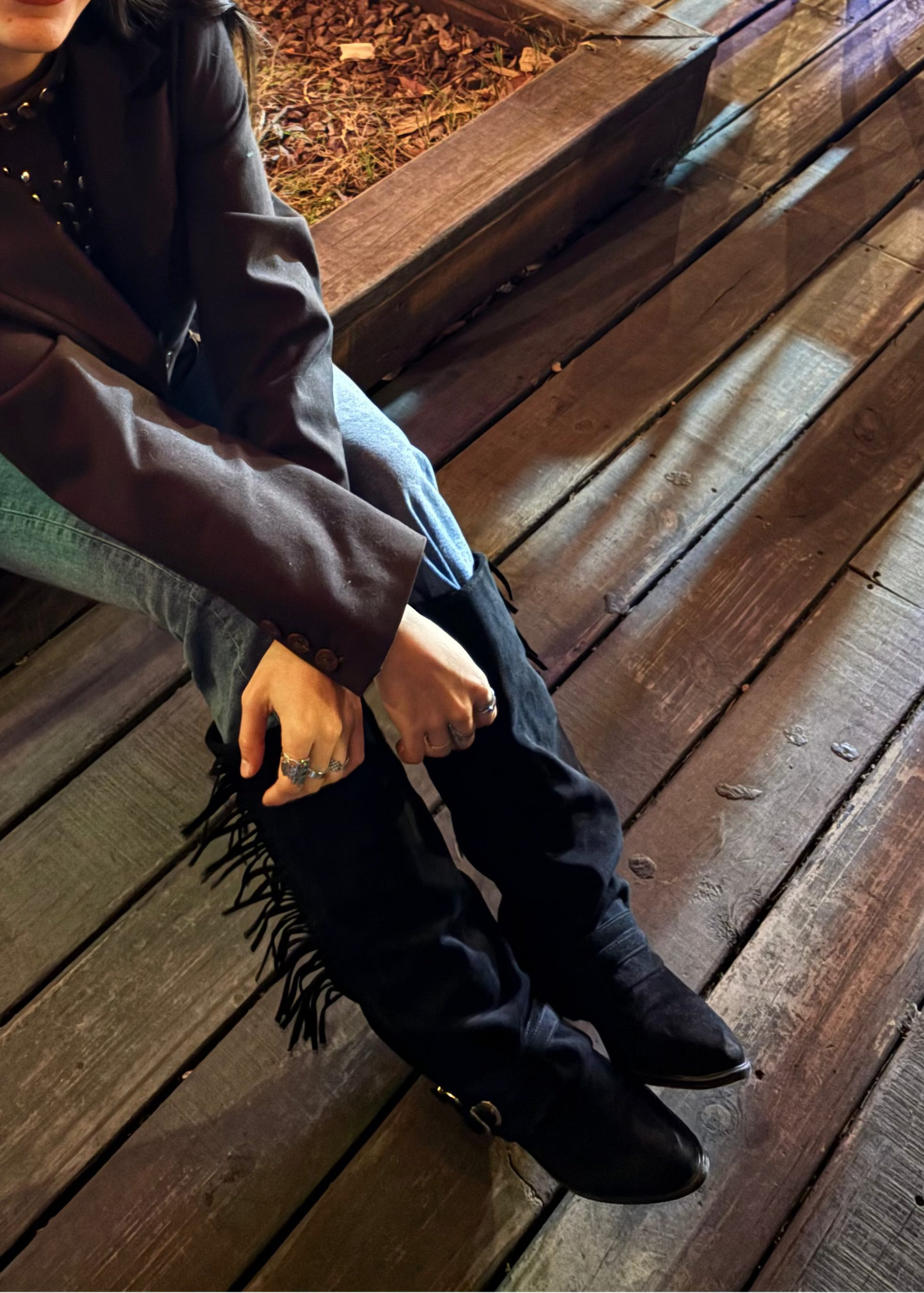 Botas Mujer Cow Flecos - Negras