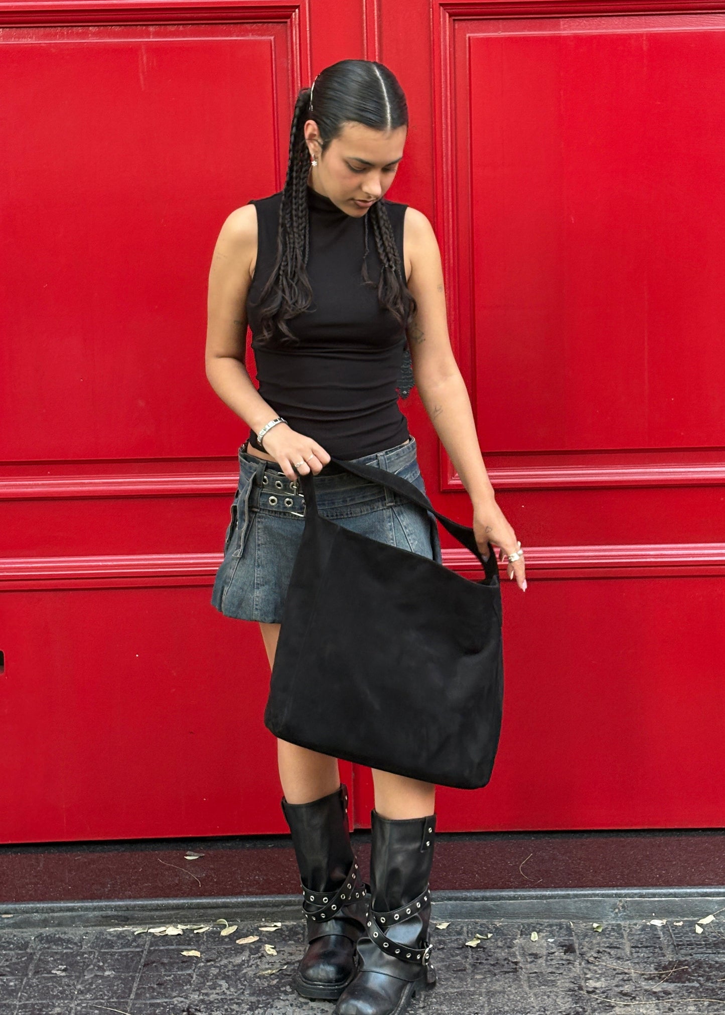 Cartera Mujer - GAMUZA NEGRA