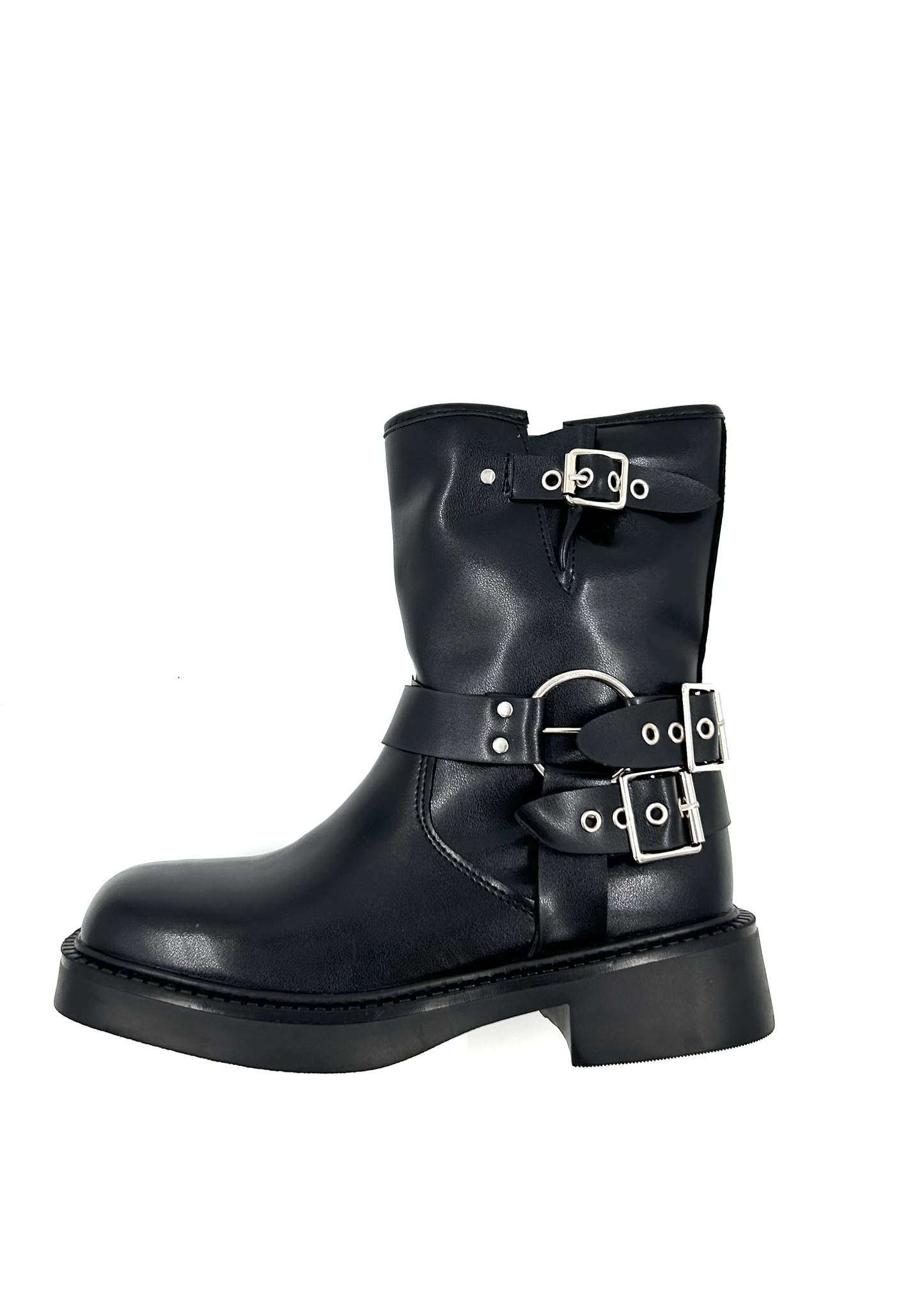 Bikerboots Cortas Botas Tendencia - Negras