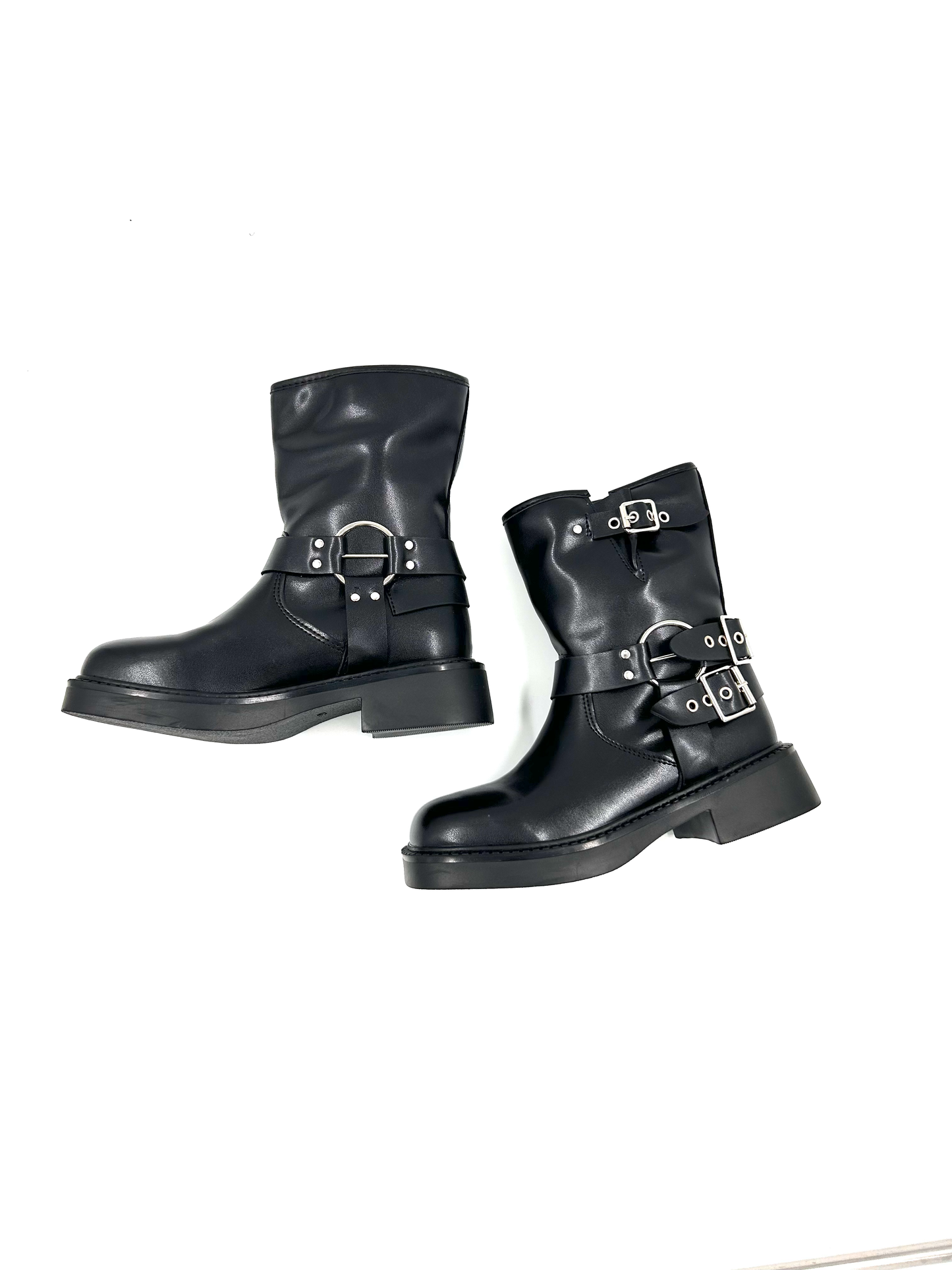 Bikerboots Cortas Botas Tendencia - Negras