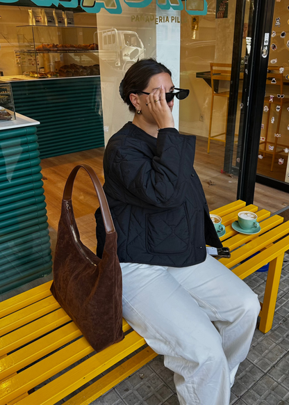 Cartera Mujer - GAMUZA CON ASA MARRÓN