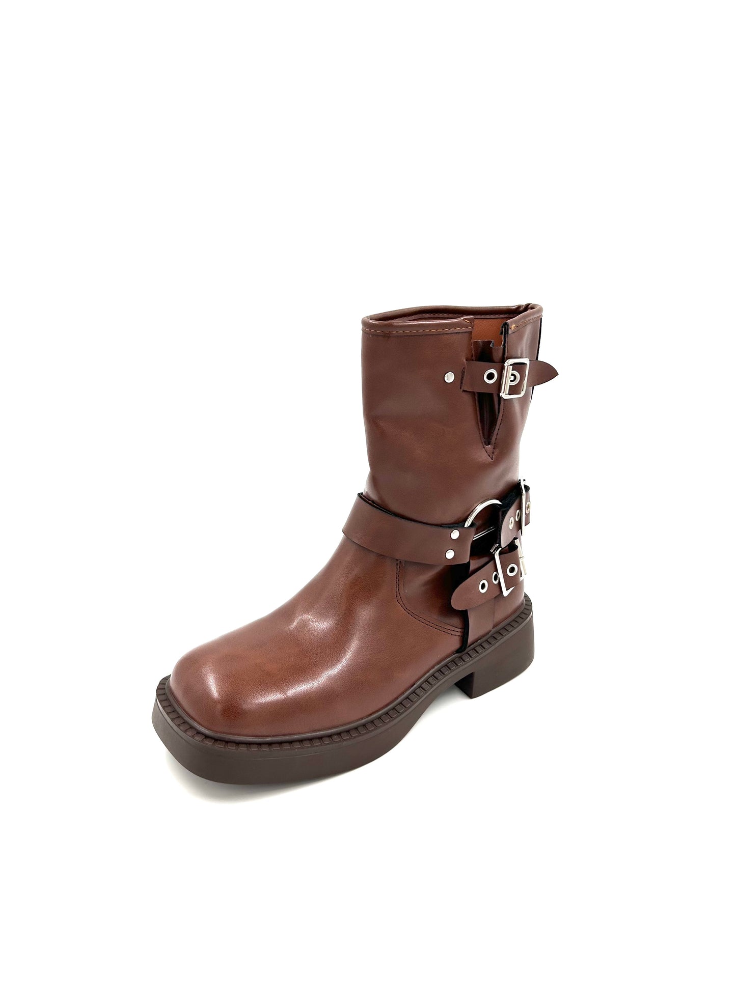 Bikerboots Cortas Botas Tendencia - Marrón