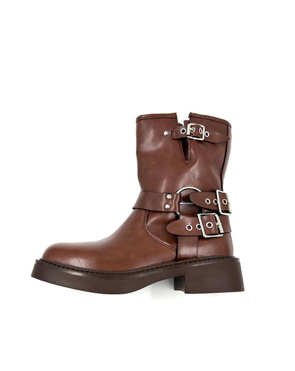 Bikerboots Cortas Botas Tendencia - Marrón