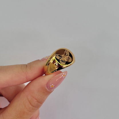 anillo acero de mujer en color dorado