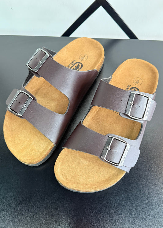 Sandalias dos tiras Mujer - Marrón