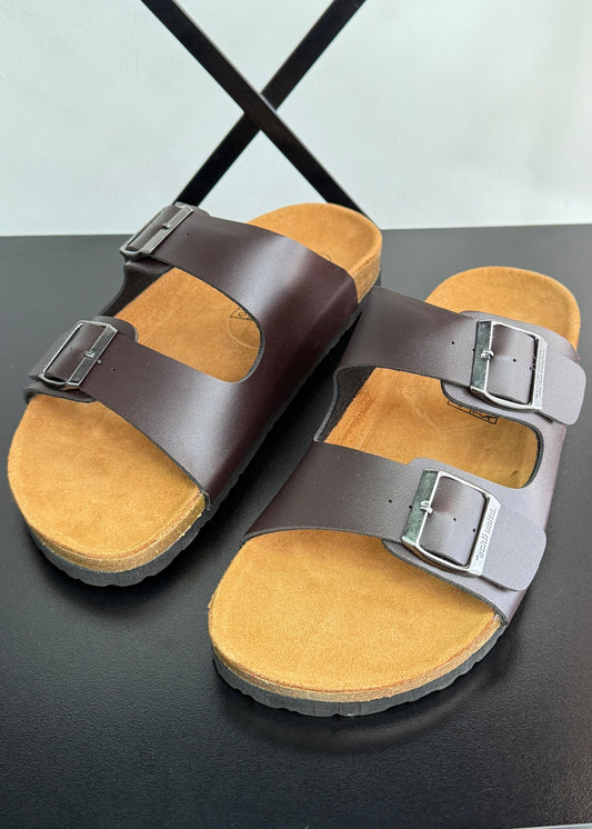 Sandalias dos tiras Hombre - Marrón