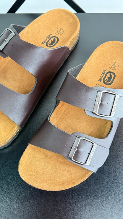 Sandalias dos tiras Hombre - Marrón