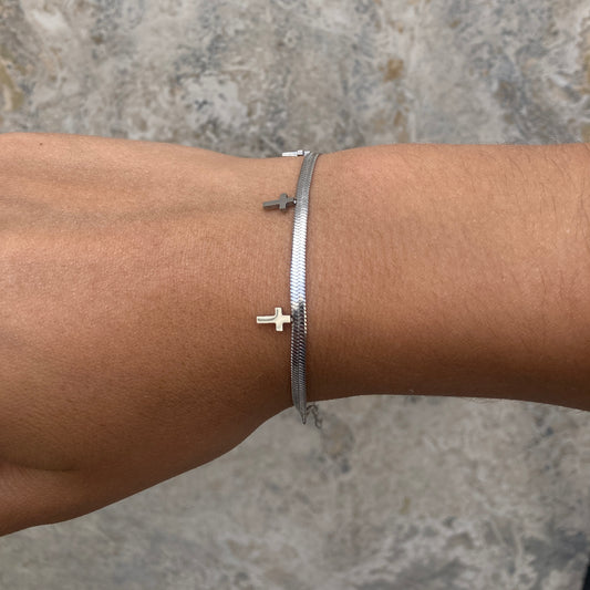 Pulsera Acero Mujer - Mini cruces