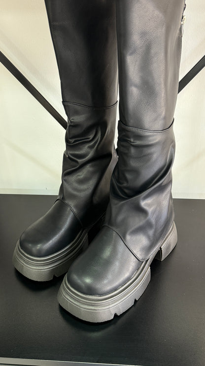 Botas Mujer Bucaneras con Polainas - NEGRO