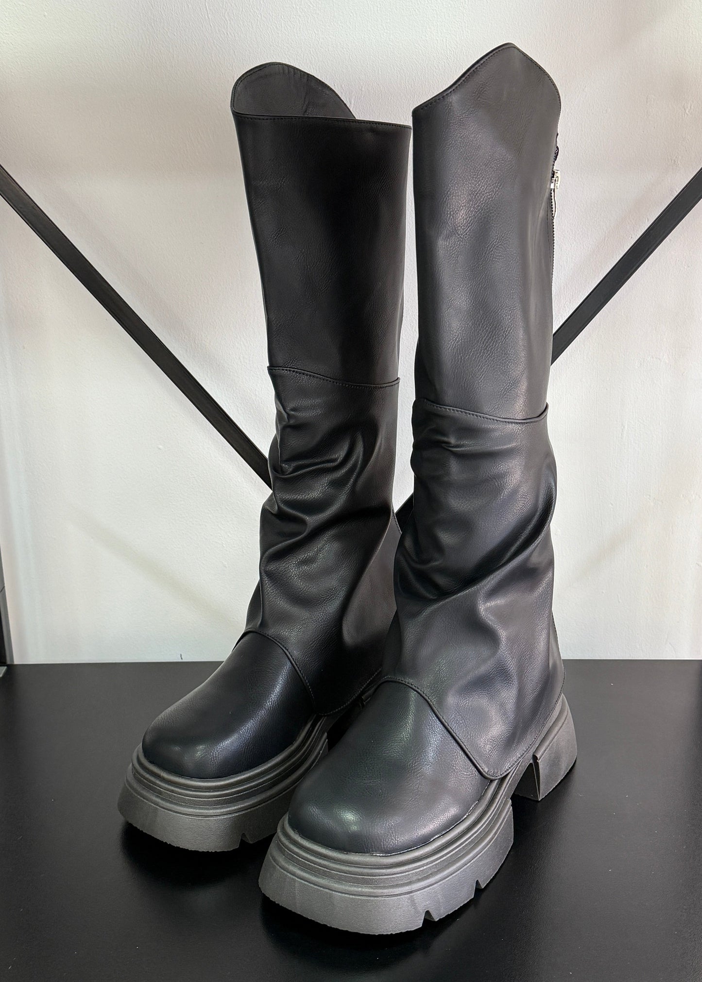 Botas Mujer Bucaneras con Polainas - NEGRO