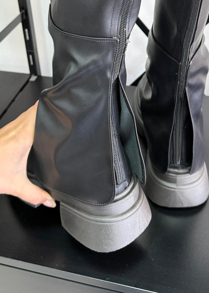 Botas Mujer Bucaneras con Polainas - NEGRO