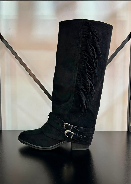 Botas Mujer Cow Flecos - Negras