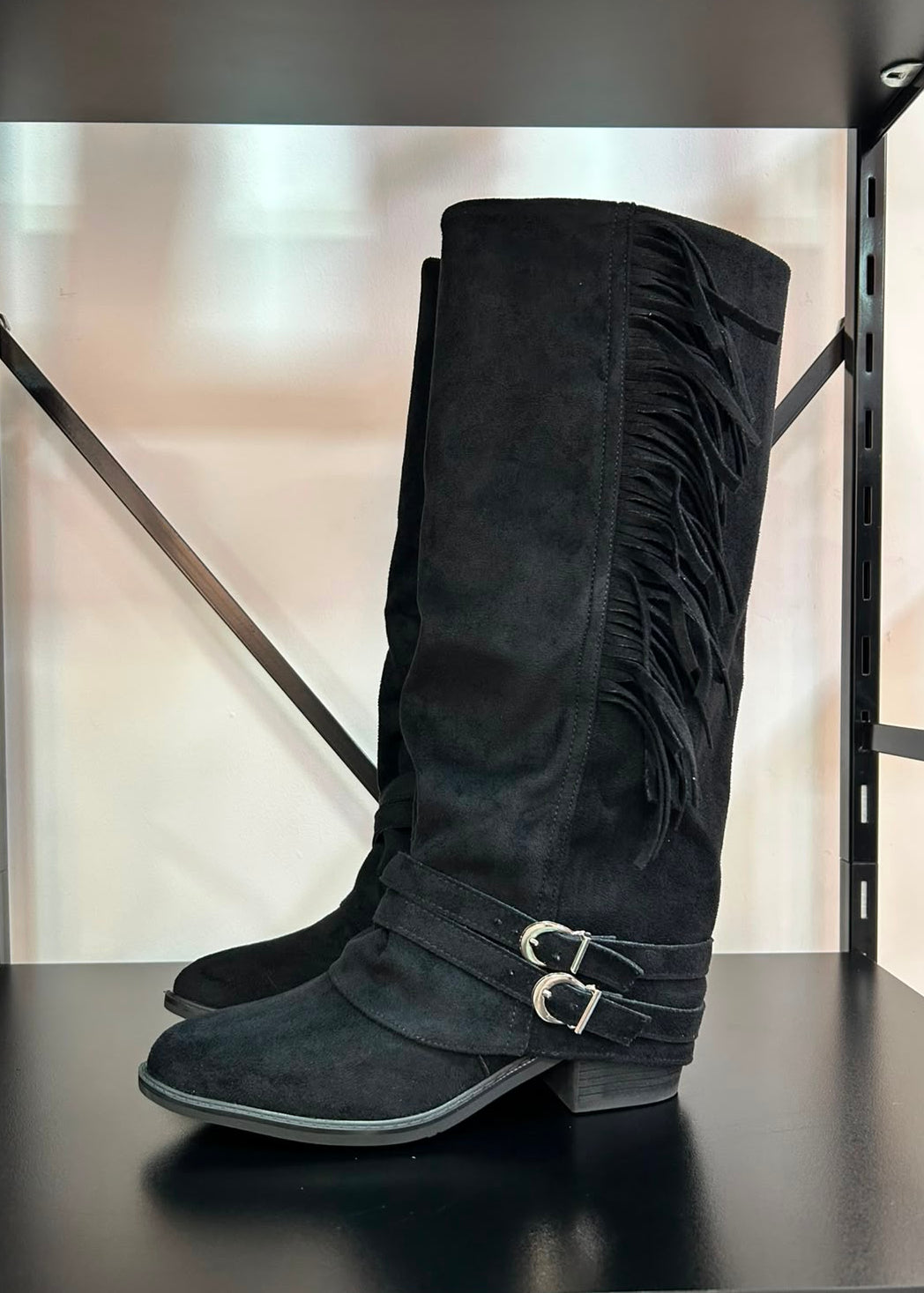 Botas Mujer Cow Flecos - Negras