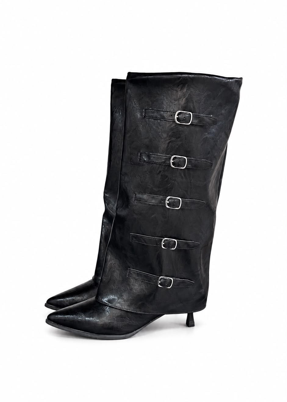 Botas Kitten Hebillas - NEGRO