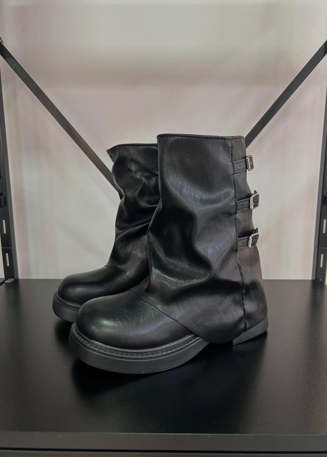 Botas Mujer Mini Tres Hebillas - Negras