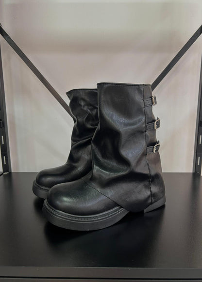 Botas Mujer Mini Tres Hebillas - Negras