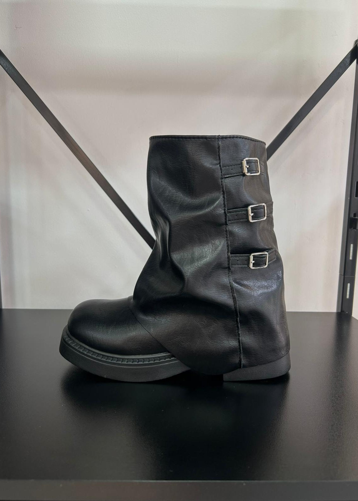 Botas Mujer Mini Tres Hebillas - Negras