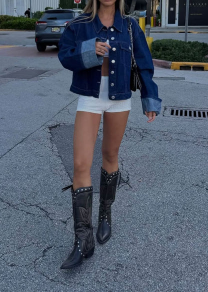 Botas Mujer - Texanas Tachas Bordadas