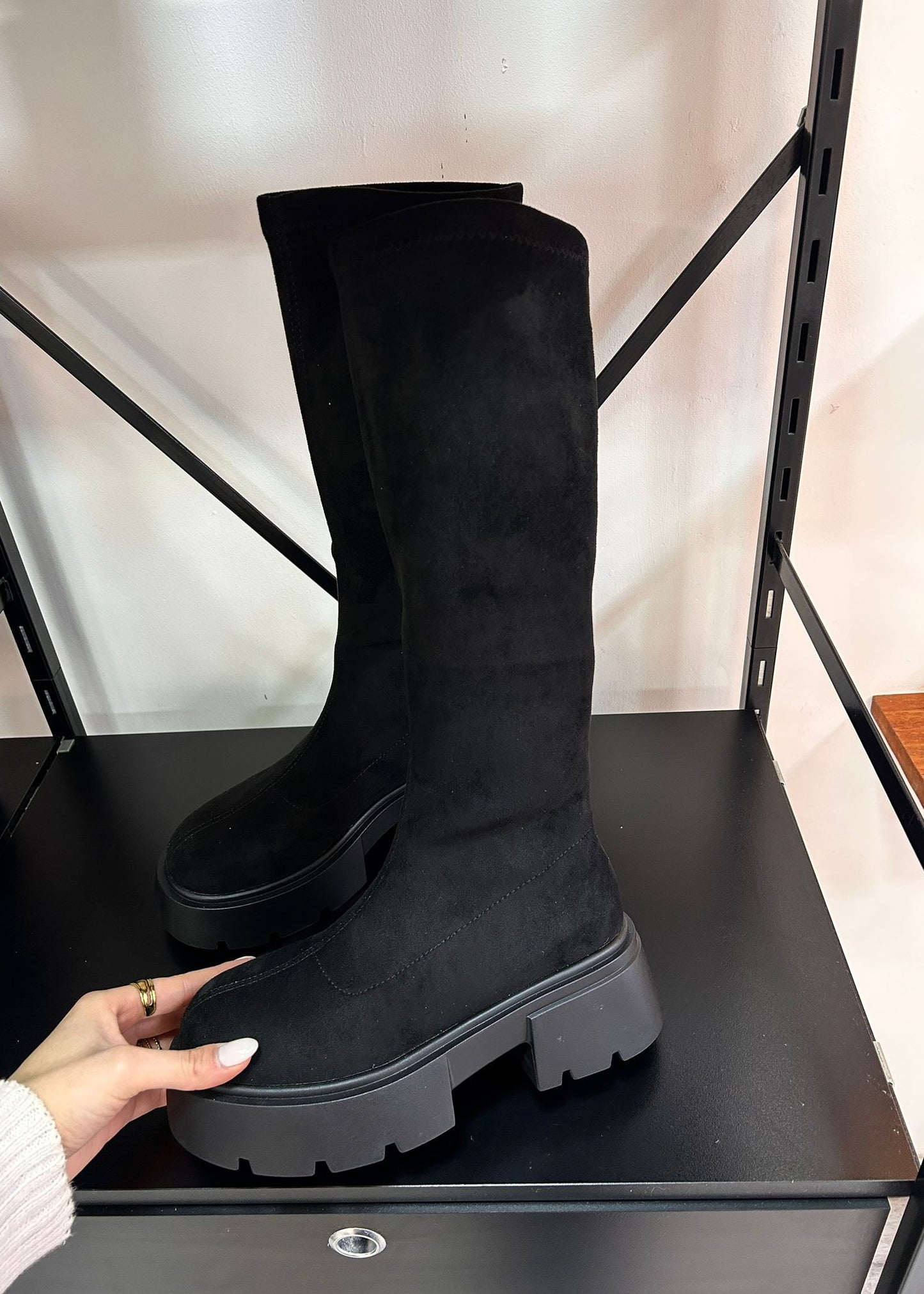 Botas Mujer bucanera Tela - Negro