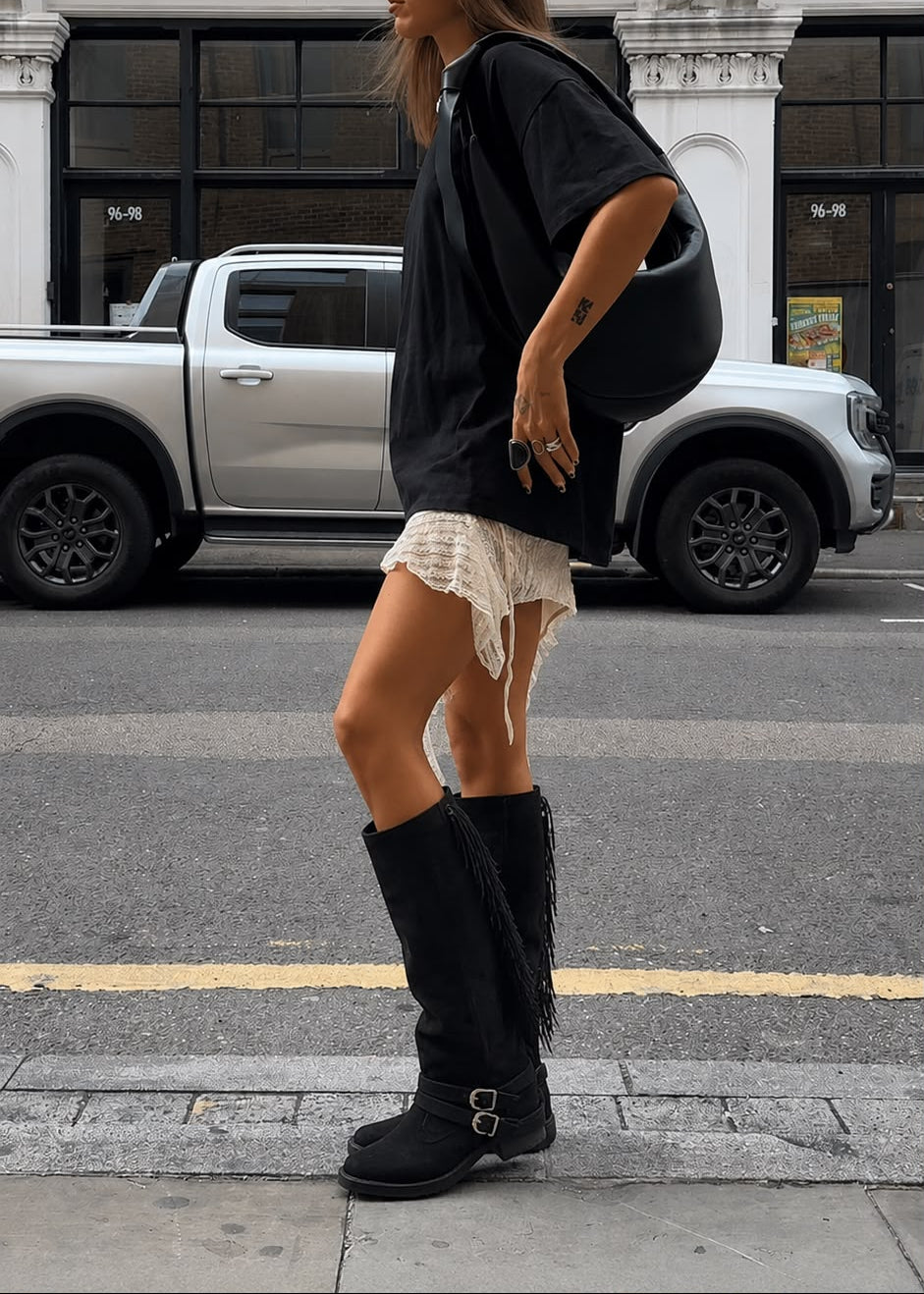 Botas Mujer Cow Flecos - Negras