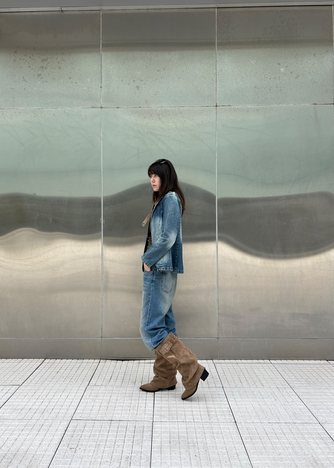 Botas Cow Hebilla - BEIGE
