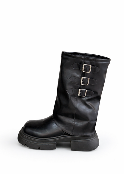 Botas Mujer Tres Hebillas - Negras