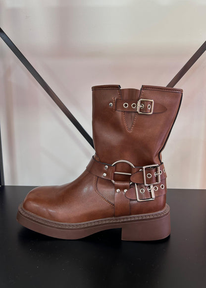Bikerboots Cortas Botas Tendencia - Marrón
