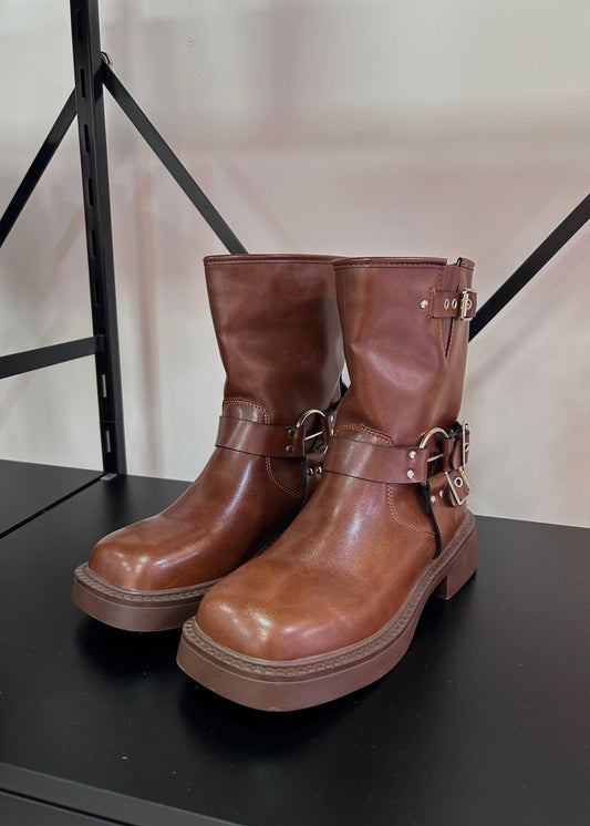 Bikerboots Cortas Botas Tendencia - Marrón