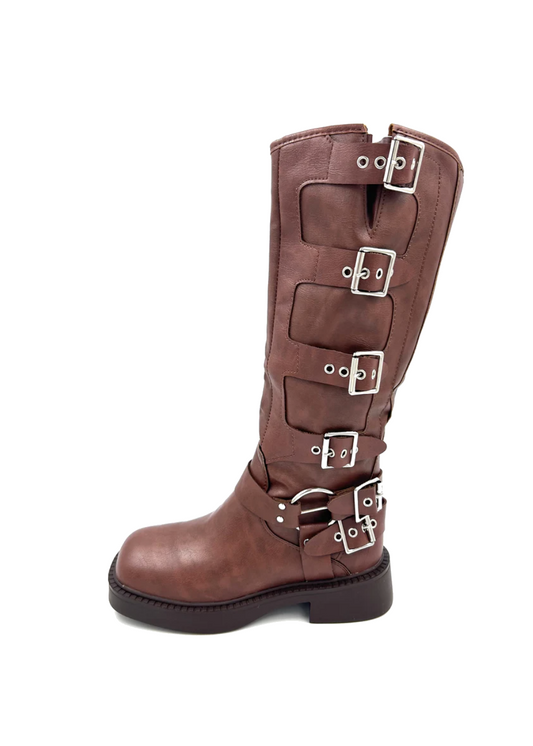 Botas Mujer Bikerboots - FULL HEBILLA MARRÓN