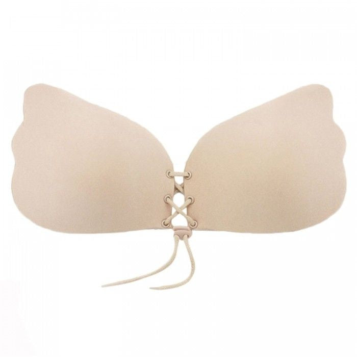 Bra de tela con cordón - Beige
