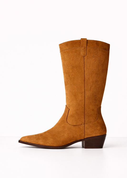 Botas Texanas Bordada - Camel