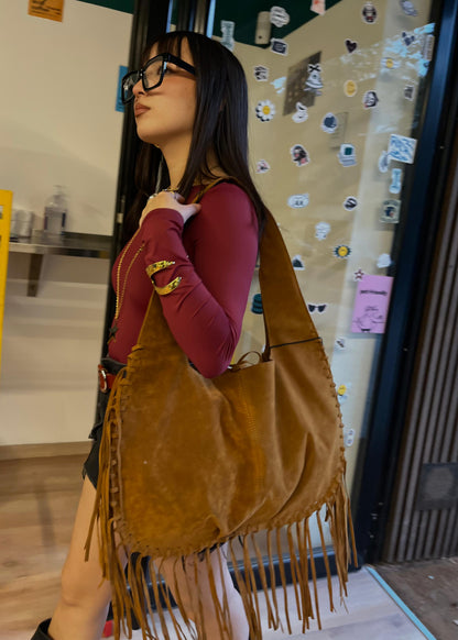 Cartera Mujer - GAMUZA CON FLECOS CAMEL